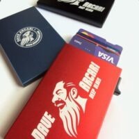 Slimline aluminium pop-up card wallet